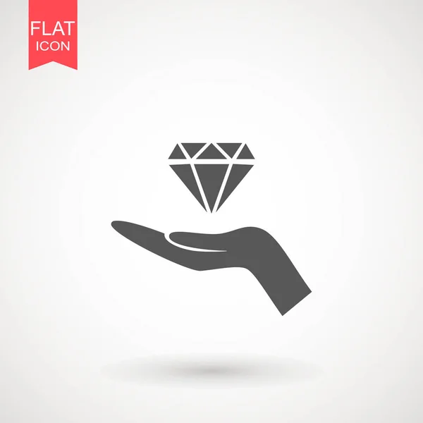 Diamant Hand Hand Houdt Diamant Web Icoon — Stockvector