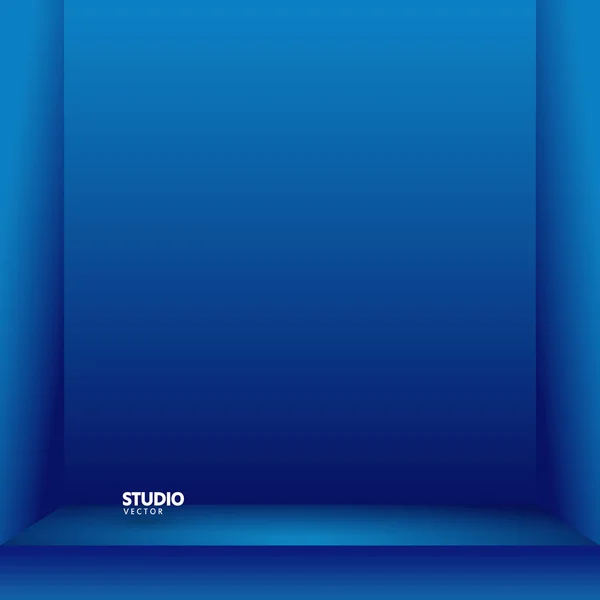 空の鮮やかな青の色スタジオ テーブル ルームの背景 コピーのコンテンツのデザインを表示するための領域と製品表示 バナーのベクトルのウェブサイト上の製品を宣伝します — ストックベクタ