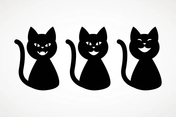 Cute Black Cat Icons or Symbols, Vector Set. Collection of Funny Looking  Cats Stock Vector - Illustration of symbol, icon: 259542309