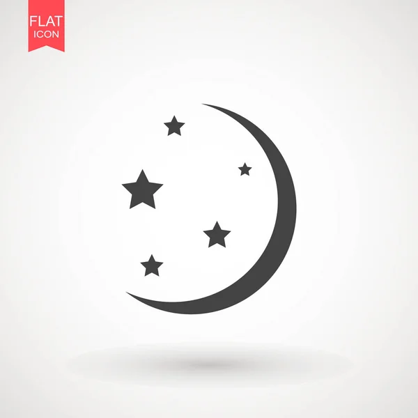 Mond Und Sterne Flache Vektordarstellung Auf Weißem Hintergrund Folge — Stockvektor