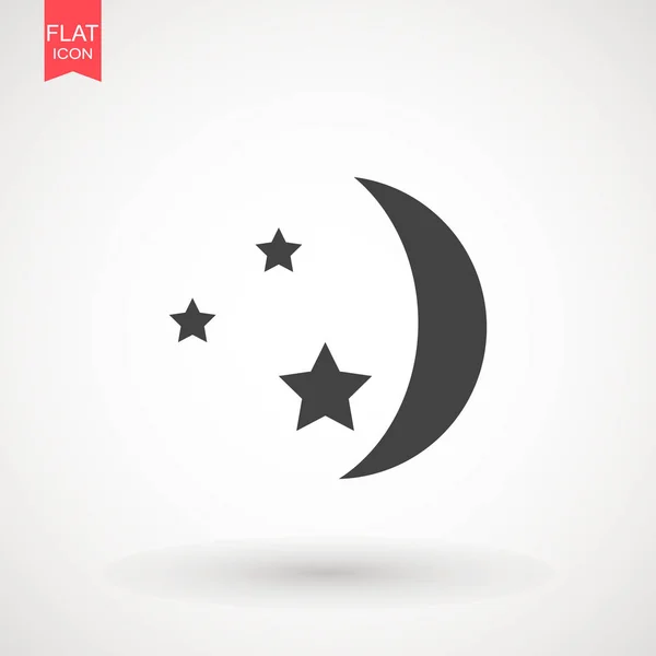 月亮和星星的图标 白色背景上的平面矢量图 Eps — 图库矢量图片