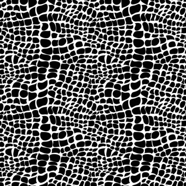 Yılan sorunsuz tek renkli siyah beyaz yinelenen desen doku cilt. Vektör. Doku yılan. Modaya uygun yazdırma. Moda ve şık arka plan