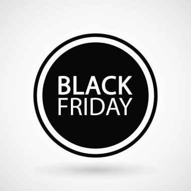 Siyah Cuma satış afiş simgesi. Vektör çizim. Etiket. Sanat tasarım şablonu, liste, sayfa, mockup broşür stili, afiş, fikir, kapak, kitapçık, yazdırma, için el ilanı kitap boş kart reklam oturum poster rozeti