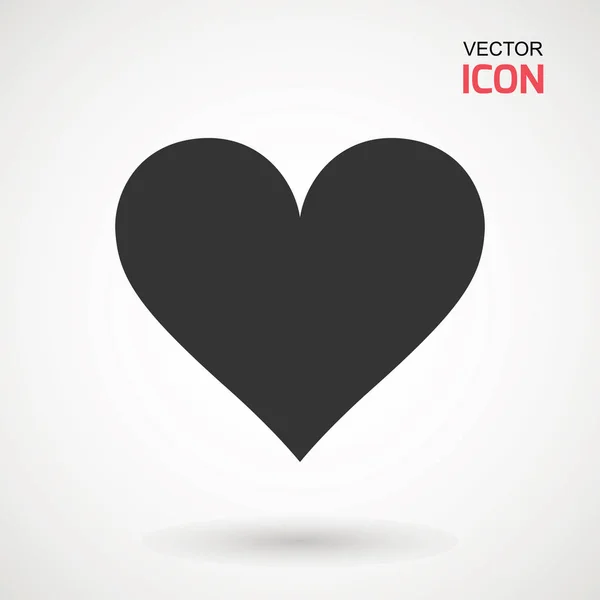 Heart Icon Vector. Love symbol. Valentine s Day sign, emblem isolated on white background with shadow, Flat style for graphic and web design, logo. EPS10 black pictogram. — Stock Vector