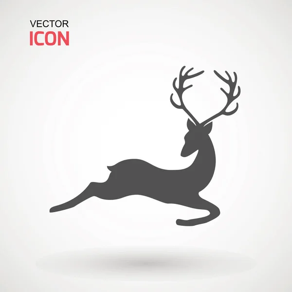 鹿跑剪影 Reinder 图标设计为圣诞卡 横幅和传单 在白色背景查出的向量例证 徽标模板 精灵的标志 — 图库矢量图片