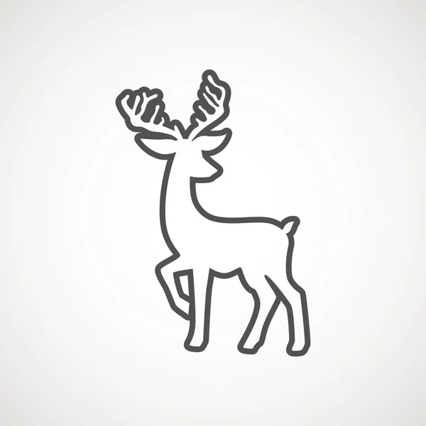 トナカイ線アイコン。鹿のシルエット、クリスマス カード、バナー広告とチラシ、トナカイのアイコン デザインを実行しているは、白い背景で隔離の図をベクトルします。ロゴのテンプレートです。エルクのロゴタイプ。狩猟 — ストックベクタ