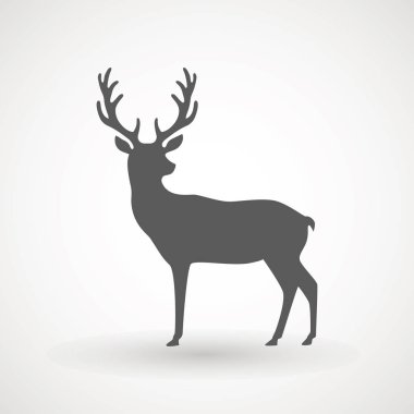 Geyiği siluet, Reinder simgesi tasarım Xmas kartları, afiş ve broşür, çalışan illüstrasyon izole beyaz arka plan üzerinde vektör. Logo şablonu. Elk logo. Avcılık.