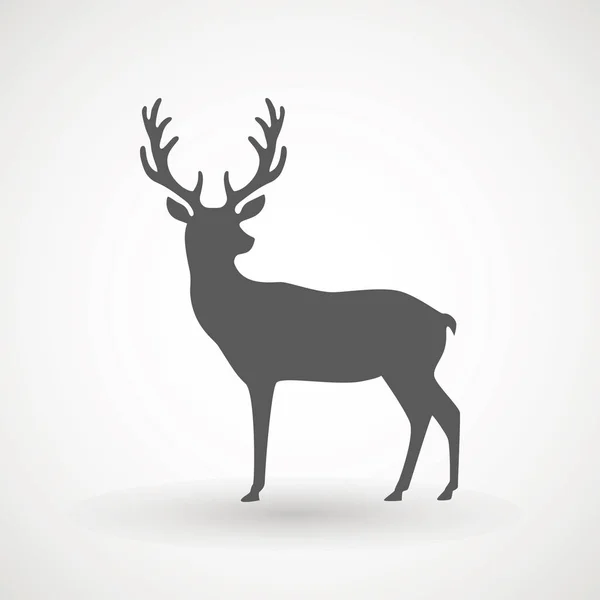 Deer menjalankan siluet, desain ikon Reinder untuk kartu Natal, spanduk dan selebaran, ilustrasi vektor diisolasi pada latar belakang putih. Templat Logo. Elk logotype. Berburu . - Stok Vektor