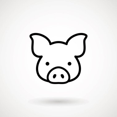 Domuz satırı simgesi. Logo Piglet yüz anahat tarzı. Simge karikatür domuz kafası. Çin yeni yıl 2019. Zodyak. Çince Geleneksel tasarım, decoration vektör çizim