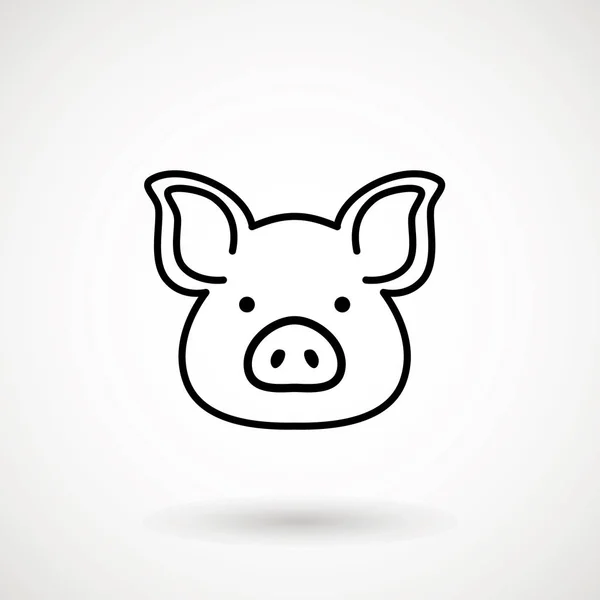 Domuz satırı simgesi. Logo Piglet yüz anahat tarzı. Simge karikatür domuz kafası. Çin yeni yıl 2019. Zodyak. Çince Geleneksel tasarım, decoration vektör çizim