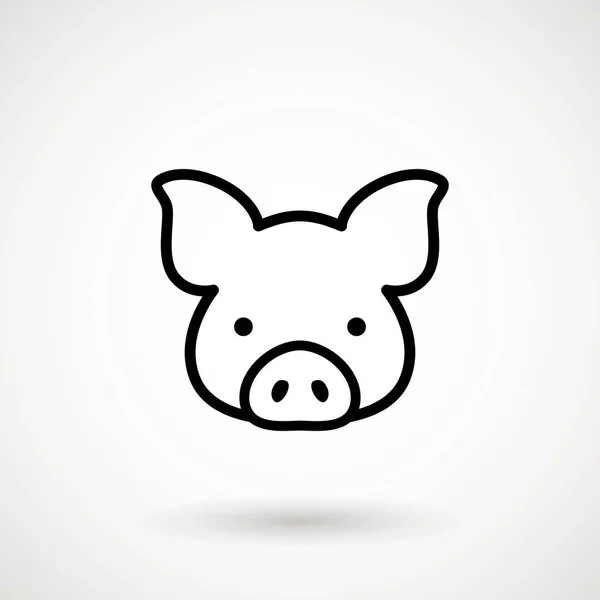 Domuz satırı simgesi. Logo Piglet yüz anahat tarzı. Simge karikatür domuz kafası. Çin yeni yıl 2019. Zodyak. Çince Geleneksel tasarım, decoration vektör çizim