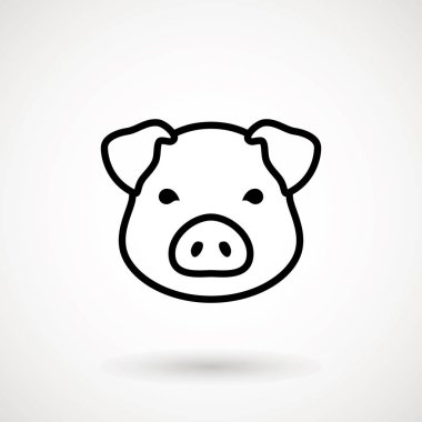 Domuz satırı simgesi. Logo Piglet yüz anahat tarzı. Simge karikatür domuz kafası. Çin yeni yıl 2019. Zodyak. Çince Geleneksel tasarım, decoration vektör çizim