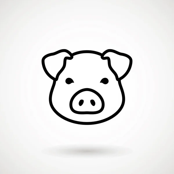 Ícone Linha Porco Logotipo Cara Leitão Estilo Esboço Ícone Cabeça —  Vetores de Stock