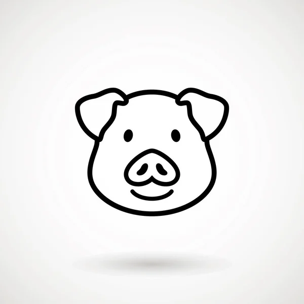 Świnia Linii Ikona Logo Prosiaczek Twarz Uśmiech Stylu Konspektu Ikona — Wektor stockowy