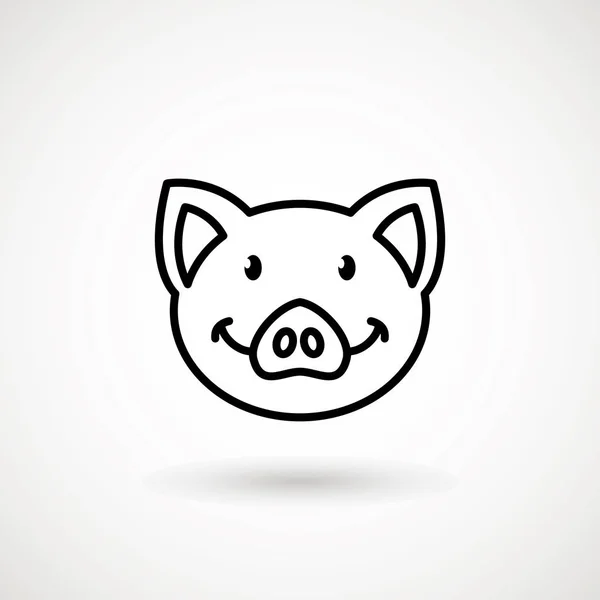 Pig Line Icon Logo Piglet Face Smile Outline Style Icon — Stock Vector