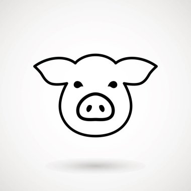 Domuz satırı simgesi. Logo Piglet yüz anahat tarzı. Simge karikatür domuz kafası. Çin yeni yıl 2019. Zodyak. Çince Geleneksel tasarım, decoration vektör çizim.