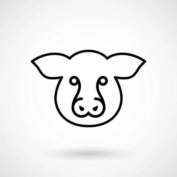 豚ラインのアイコン アウトライン スタイルの豚顔のロゴ 豚の漫画の頭のアイコン 中国の新年の 2019 中国の伝統的なデザイン 装飾ベクトル図 — ストックベクタ