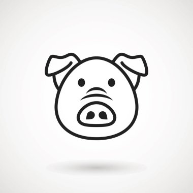 Domuz satırı simgesi. Logo Piglet yüz anahat tarzı. Simge karikatür domuz kafası. Çin yeni yıl 2019. Zodyak. Çince Geleneksel tasarım, decoration vektör çizim.