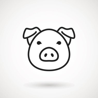 Domuz satırı simgesi. Logo Piglet yüz anahat tarzı. Simge karikatür domuz kafası. Çin yeni yıl 2019. Zodyak. Çince Geleneksel tasarım, decoration vektör çizim.