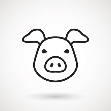 Domuz satırı simgesi. Logo Piglet yüz anahat tarzı. Simge karikatür domuz kafası. Çin yeni yıl 2019. Zodyak. Çince Geleneksel tasarım, decoration vektör çizim.