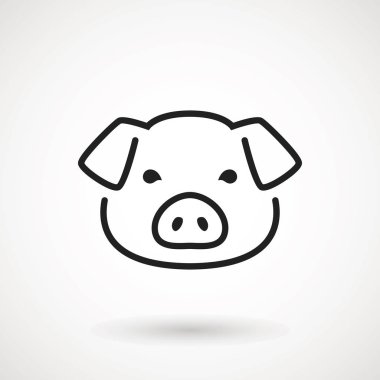 Domuz satırı simgesi. Logo Piglet yüz anahat tarzı. Simge karikatür domuz kafası. Çin yeni yıl 2019. Zodyak. Çince Geleneksel tasarım, decoration vektör çizim.