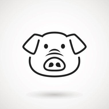 Domuz satırı simgesi. Logo Piglet yüz anahat tarzı. Simge karikatür domuz kafası. Çin yeni yıl 2019. Zodyak. Çince Geleneksel tasarım, decoration vektör çizim.
