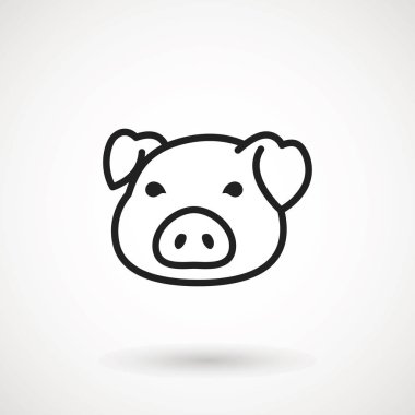 Domuz satırı simgesi. Logo Piglet yüz anahat tarzı. Simge karikatür domuz kafası. Çin yeni yıl 2019. Zodyak. Çince Geleneksel tasarım, decoration vektör çizim.