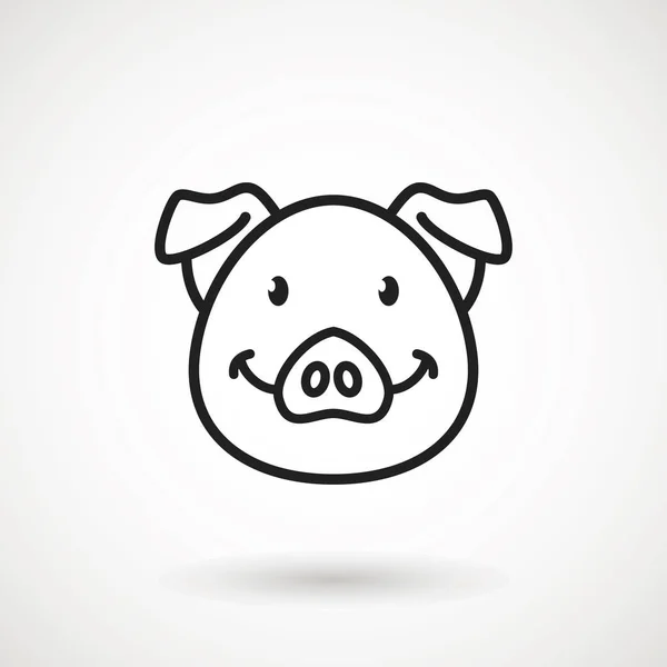 Pig Line Icon Logo Piglet Face Smile Outline Style Icon — Stock Vector