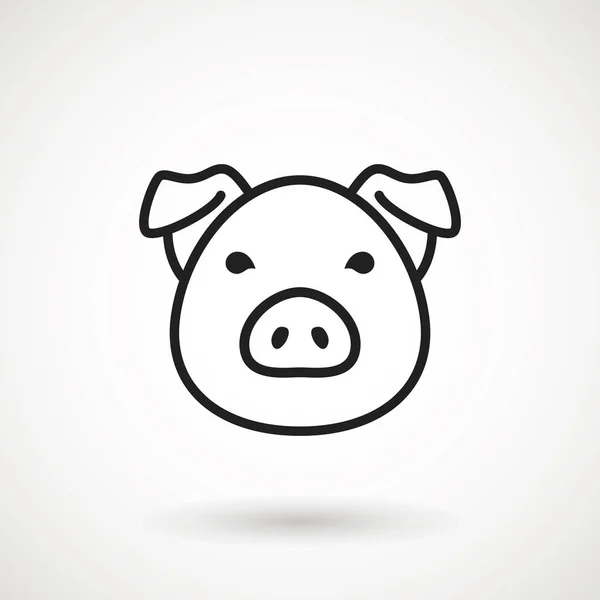 Ícone Linha Porco Logotipo Cara Leitão Estilo Esboço Ícone Cabeça — Vetor de Stock