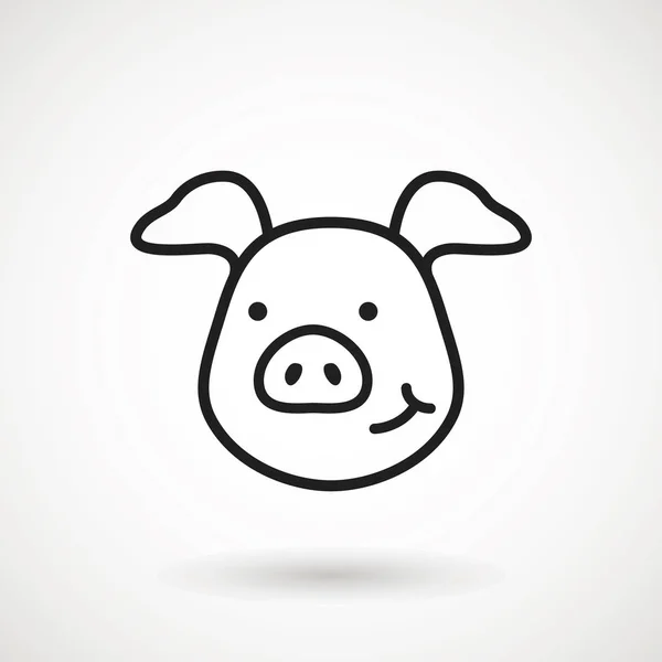 猪线图标 标志小猪脸与微笑在轮廓风格 卡通猪头的图标与微笑 2019年中国新年 中国传统设计 装饰向量例证 — 图库矢量图片