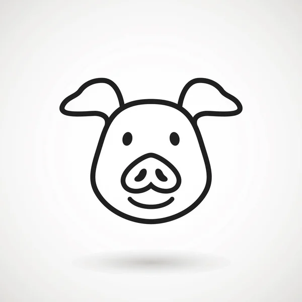 Icône Ligne Porc Logo Porcelet Visage Avec Sourire Dans Style — Image vectorielle