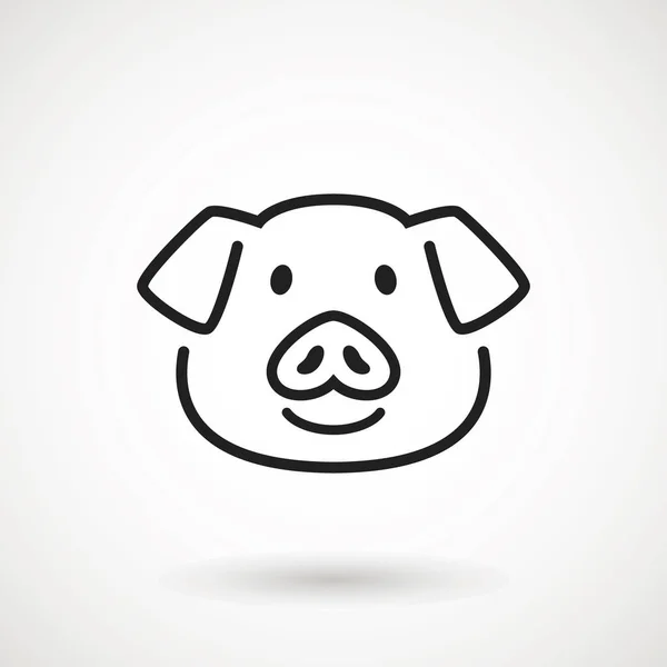 Ícone Linha Porco Logotipo Cara Leitão Com Sorriso Estilo Esboço —  Vetores de Stock