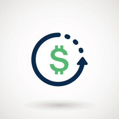 nakit para iadesi simgesini geri. hızlı para transferi sembolü. Döviz Alım Satım, yabancı mali sermaye onay, servis ücreti, gönderip mobil ödeme kavramı. çizgi vektör çizim - vektör çizim