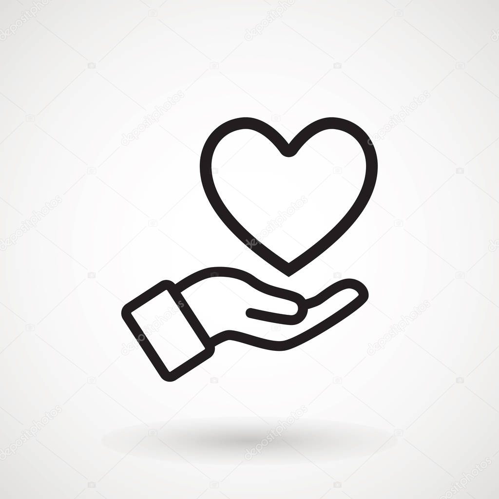 Hand Giving Love Symbol. Hand holding heart shape, vector icon.
