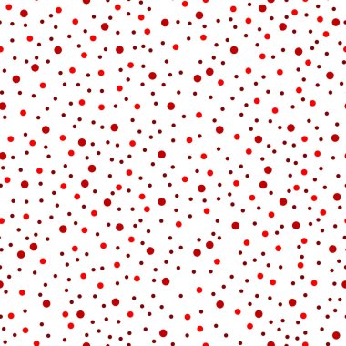 Kırmızı puantiyeli sorunsuz. Renkli kaotik desen daire. Noktalar Seamless modeli. -Vektör