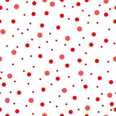 Kırmızı puantiyeli sorunsuz. Renkli kaotik desen daire. Noktalar Seamless modeli. -Vektör