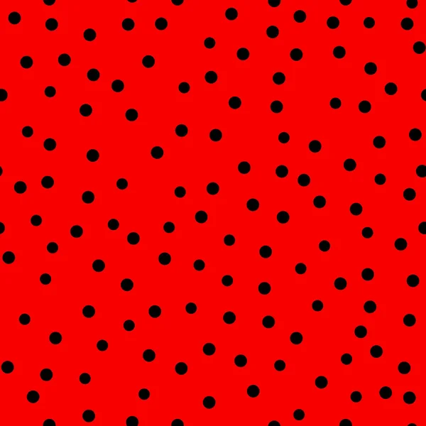 Ladybug Pattern Polka Dot Seamless Vector Seamless Red Background Black — Stock Vector