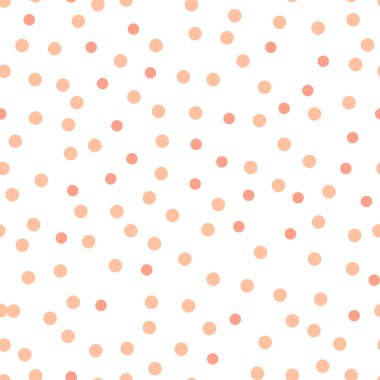 Beyaz arka plan deseni mercan renkli noktalar. Soyut geometrik modern arka plan. Vektör çizim. Art deco tarzında. Daire seamless modeli - vektör çizim