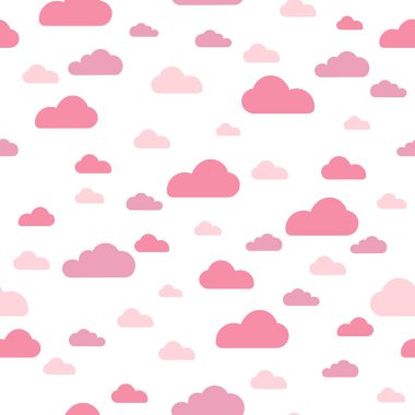 Pembe bulut Dikişsiz desen vektör tasarım bebek sanat. Bebek duş bulutlar, gökyüzü Dikişsiz desen doku. -Vektör