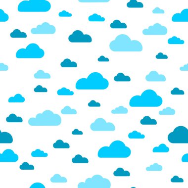 Mavi bulut Dikişsiz desen vektör tasarım bebek sanat. Bebek duş bulutlar, gökyüzü Dikişsiz desen doku-vektör