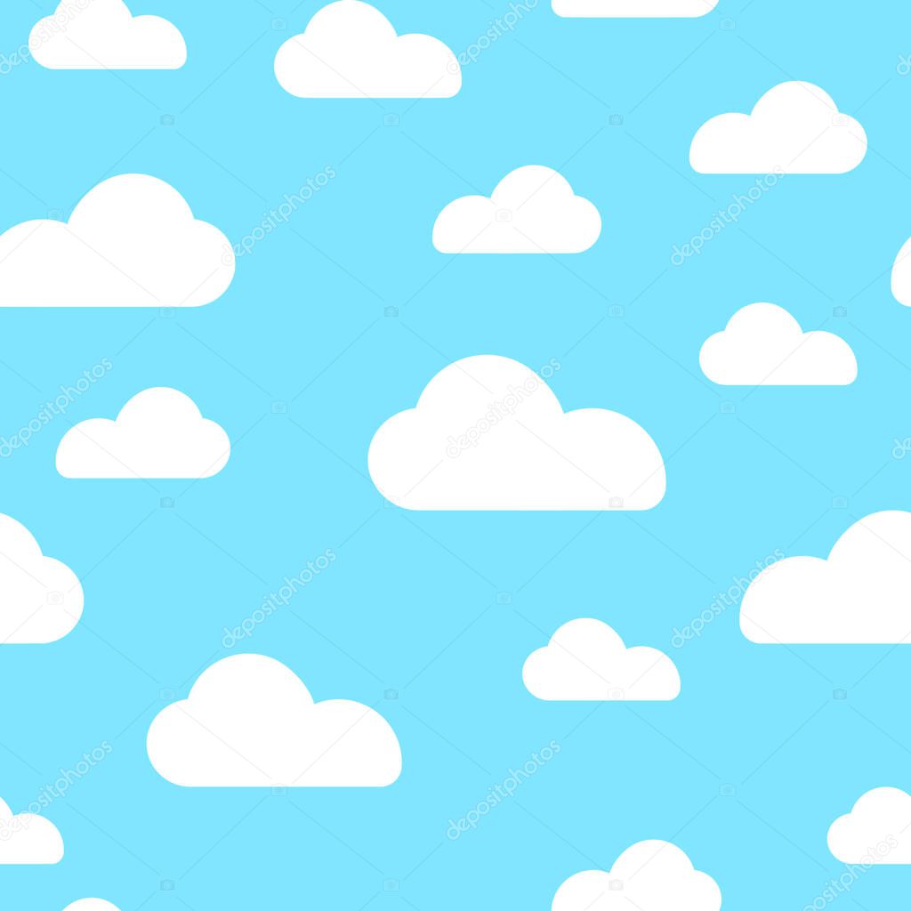 Blue cloud seamless pattern vector design baby art. Baby shower clouds , sky seamless pattern texture- Vector