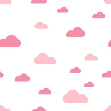 Pembe bulut Dikişsiz desen vektör tasarım bebek sanat. Bebek duş bulutlar, gökyüzü Dikişsiz desen doku. -Vektör