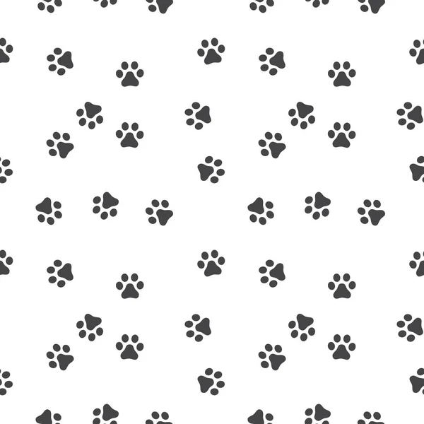 Perro Pata Patrón Sin Costura Huella Vectorial Gatito Cachorro Azulejo — Archivo Imágenes Vectoriales