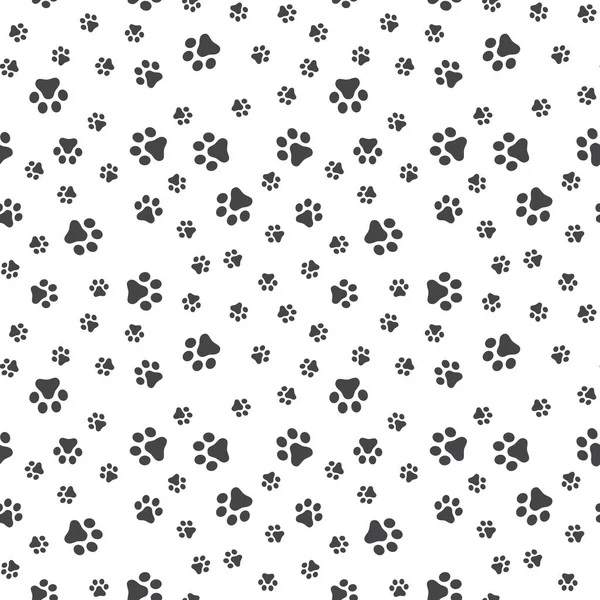 Dog Paw Seamless Pattern Vector Footprint Kitten Puppy Tile Background — Stock Vector