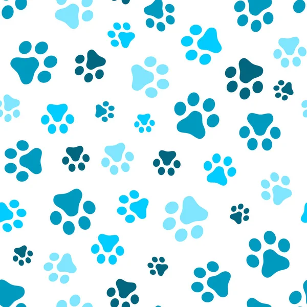 Σκύλος Πόδι Χωρίς Ραφή Πρότυπο Αποτύπωμα Γατάκι Κουτάβι Πλακάκι Μπλε — Διανυσματικό Αρχείο