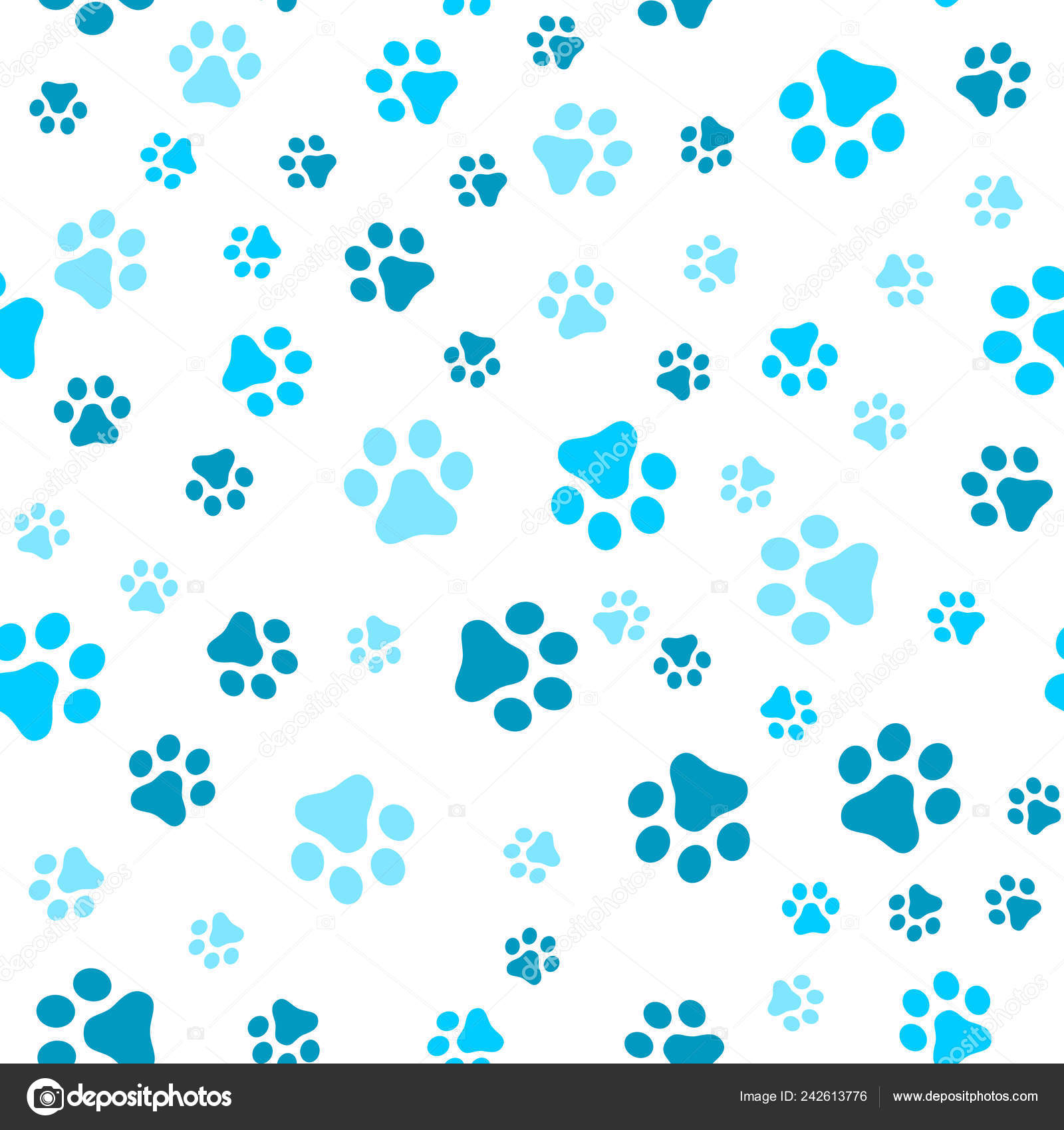 Dog Paw Seamless Pattern Vector Footprint Kitten Puppy Tile Blue Stock  Vector Image by ©aygunaliyeva #242613776