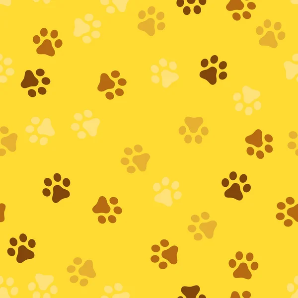 Σκύλος Πόδι Χωρίς Ραφή Πρότυπο Αποτύπωμα Γατάκι Κουτάβι Κεραμίδι Κίτρινο — Διανυσματικό Αρχείο