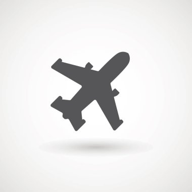 Uçak simgesi. Uçuş taşıma sembolü, uçak, sinek airctaft, havacılık tatil illüstrasyon. Simge sağlam tasarlamak, beyaz - vektör illüstrasyon izole piktogram seyahat