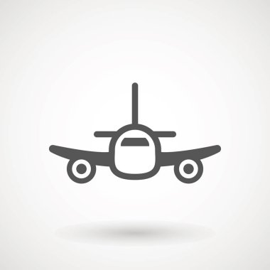 Uçak simgesi. Uçuş taşıma sembolü, uçak, sinek airctaft, havacılık tatil illüstrasyon. Simge sağlam tasarlamak, beyaz - vektör illüstrasyon izole piktogram seyahat