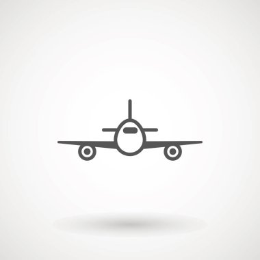Uçak simgesi. Uçuş taşıma sembolü, uçak, sinek airctaft, havacılık tatil illüstrasyon. Simge sağlam tasarlamak, beyaz - vektör illüstrasyon izole piktogram seyahat